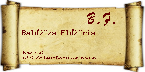 Balázs Flóris névjegykártya